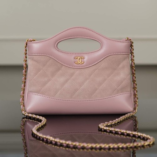 【팬더샵】 샤넬 31 나노 쇼핑 백(CHANEL 31 Nano Shopping Bag)  AP3656 -스웨이드 카프스킨/램스킨 핑크