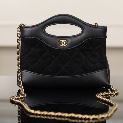 【팬더샵】 샤넬 31 나노 쇼핑 백(CHANEL 31 Nano Shopping Bag)  AP3656 -스웨이드 카프스킨/램스킨 블랙